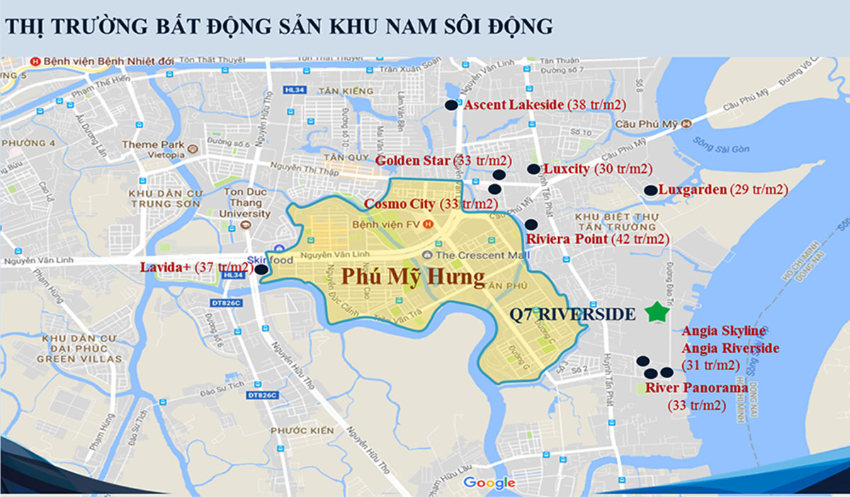 Ban do cac du an xung quanh Q7 Saigon Riverside Complex